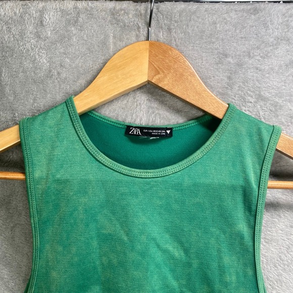 ZARA Dress XS Bodycon Ruched Stretch Kelly Green Club Party Going‎ Out Y2k - Picture 3 of 9